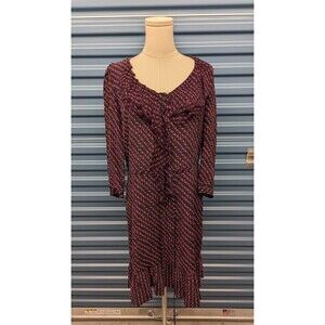 Nanette Lepore Floral Ruffle Button‎ Front 3/4 Sleeve Silk Dress Size 2